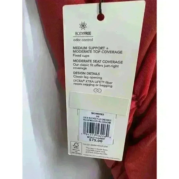 CALIA Women's Plus Size Ruched One Piece Swimsuit Rosewood Size 20 NWT - Picture 5 of 7